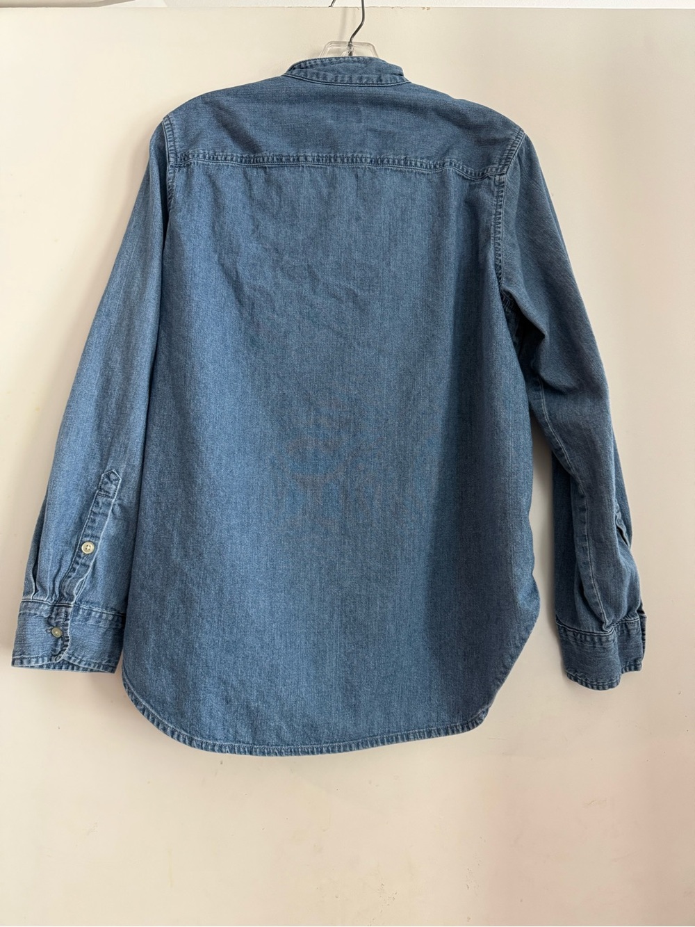 J.Crew Popover Shirt Size 8 Blue Denim Chambray Band Collar - Picture 3 of 5